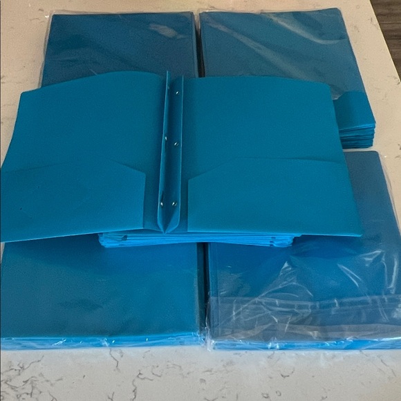 Blue Plastic Folders 2 pocket clasp folders Set of 60 - Picture 1 of 1